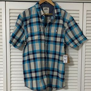 NWT Vans Men's Blue and Gray Plaid Button Down Shirt
